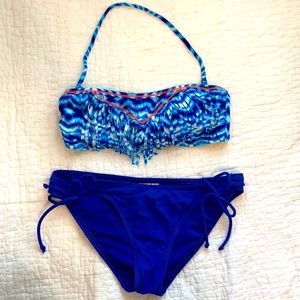 Hobie 2 piece bikini swimsuit blue Sz Med Large